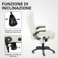 Vinsetto Sedia da Ufficio Reclinabile Massaggiante con Altezza Regolabile, Telecomando, in Tessuto Effetto Lino, Crema(m-6)