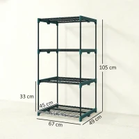 Outsunny 4-Etagen Pflanzenständer, 105 cm hoch Blumenständer für Innen Außen, Pflanzenregal aus Stahl Dunkelgrün(m-3)