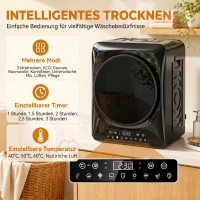 HOMCOM 1000 W Kompakt-Ablufttrockner mit Extra-Trocken & ECO-Modi, Timer- und Temperatureinstellungen, Schwarz(m-4)