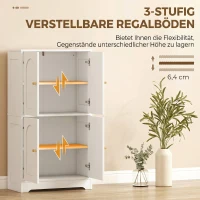 HOMCOM Küchenschrank, Hochschrank mit 2 verstellbaren Regalböden, Küchenbuffet mit 4 gewölbten Türen 60 x 30 x 110 cm, Weiß(m-6)