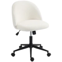 HOMCOM Draaibare bureaustoel met teddyfleece, in hoogte verstelbaar, met wieltjes, comfortschuim, crème(m-15)