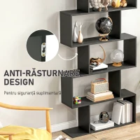 HOMCOM Bibliotecă din Lemn, Design Modern cu 6 Rafturi, 80x23x192 cm, Negru(m-5)