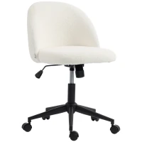 HOMCOM Draaibare bureaustoel met teddyfleece, in hoogte verstelbaar, met wieltjes, comfortschuim, crème(m-14)