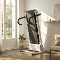 HOMCOM Cinta de Andar Plegable Cinta de Correr Eléctrica Velocidad de 1-10km/h con Pantalla LCD y Carga Máx. 110 kg para Fitness Hogar Oficina 125x61x118 cm Blanco y Negro(m-8)