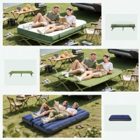 Outsunny Set da Campeggio Tenda Letto 2 Persone Materasso Gonfiabile con Borsa per il Trasporto Polietilene Verde(m-5)
