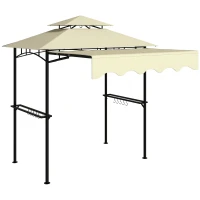 Outsunny Grillpavillon 242x232x248 cm wasserabweisend flammhemmend Gartenpavillon mit Doppelschichtdach Beige(m-12)