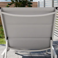 Outsunny Bain de Soleil en Aluminium Léger, Dossier Réglable 6 Positions, Rembourrage Intégré, 64x181x90cm, Gris Clair(m-13)
