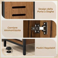 kleankin Mobile Bagno Alto Stretto, Mobiletto Bagno Salvaspazio con Ante Soft Close a Persiana, 3 Ripiani Aperti, Ripiani Regolabili, Marrone Rustico(m-6)