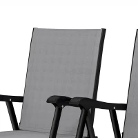 Outsunny Folding Garden Chairs Set of 2, Foldable Garden Dining Chairs with High Back, Armrests, Texteline Seat, Light Grey(m-10)