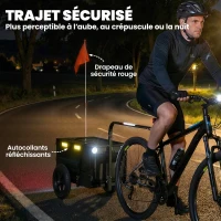 SPORTNOW Remorque Vélo Cargo Chariot de Transport Pliable Caisse Plastique 65L Couvercle Dégagement Rapide 145x51,5x72cm Noir(m-7)