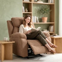HOMCOM Sillón Reclinable Manual en Tejido Efecto Lino con Reposapiés y Reposabrazos Acolchados, Marrón Oscuro(m-4)
