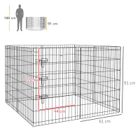PawHut Huisdierren, speelren voor puppy's en kleine honden, met deur, geschikt voor binnen en buiten, 91 cm, Zwart(m-3)