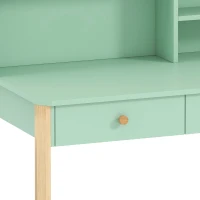 AIYAPLAY Bureau enfant en bois, bureau avec rangement, 2 tiroirs et 3 compartiments ouverts, plateau large, 90x52x105cm, vert(m-10)