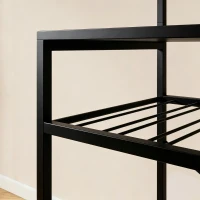 HOMCOM Freestanding Shelving Unit, Industrial Storage Shelf with 6 Hooks and Wine Rack for Living Room, Home Office, Black(m-11)