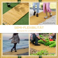 Outsunny Rollweg Gartenweg 185 x 60  cm, Ausrollbarer Holzweg, Gehweg aus Tannenholz für Garten, Terrasse, Strand(m-4)