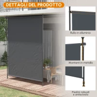 Outsunny Tendalino verticale con manovella senza foratura frangivento per balcone struttura in alluminio protezione UV 200 x 305 cm grigio(m-4)