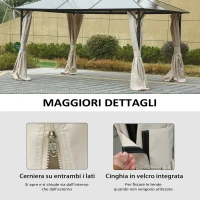 Outsunny Set 4 tende di ricambio per gazebo 3x3 m con zip, Beige(m-4)