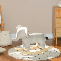 AIYAPLAY Cheval à bascule pour enfant, jouet à bascule en peluche, en forme d'éléphant, à effets sonores, avec poignées, gris(m-10)