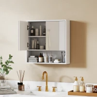 HOMCOM Armadietto Bagno Parete, Mobiletto Ante Soft-close, Ripiano Regolabile(m-2)