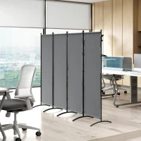Outsunny Paravent 221 x 172 cm paravent de jardin à 4 panneaux avec pieds larges en tissu polyester de 180 g/m² gris foncé(m-8)