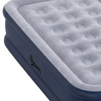 Outsunny Inflatable Mattress, Single Air Bed with Built-in Electric Pump, 3 Mins Inflation, Flocked Surface, Grey(m-12)