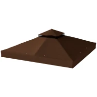 Outsunny 3 x 3 m Ersatzdach für Pavillon, Pavillon-Ersatzplane mit Wasserablauf-Löchern, UPF30+, Sonnenschutz, Kaffee(m-11)