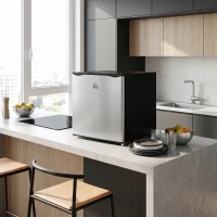 HOMCOM Congelador Vertical de 35 L con Temperatura Ajustable -24 °C a -14 °C Puerta Reversible y Estante Extraíble Plateado(m-4)