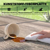 Outsunny Outdoor Tisch für 6 Personen, Holzoptik, Metallrahmen, wetterfest, 145 x 85 x 72 cm, Grau(m-4)