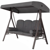 Outsunny Hollywoodschaukel 3-Sitzer Gartenschaukel mit Sonnendach Tablett Sitzauflage  bis 360kg Dunkelgrau(m-11)