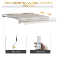 Outsunny Tenda Avvolgibile Elettrica con Telecomando e Manovella Manuale, Struttura in Alluminio, 250x200x150 cm, Crema(m-8)