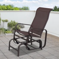 Outsunny Schaukelstuhl Garten Gartenstuhl Relaxstuhl Gartenschaukel Garten Metall Schaukel Stuhl für Garten Terrasse Balkon Texteline Braun 60 x 78 x 105 cm(m-10)