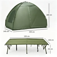Outsunny Set da Campeggio Tenda Letto 2 Persone Materasso Gonfiabile con Borsa per il Trasporto Polietilene Verde(m-3)