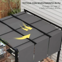 Outsunny Pergola con 3 teli scorrevoli in metallo e poliestere, 3x3 m, Grigio(m-6)