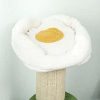 PawHut Arbre à chat à fleurs à 3 niveaux, tonneau à gratter pour chats plateforme et balle poteau en sisal, Ø 45 x 92 cm, vert(m-8)