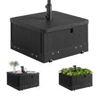 Outsunny Table Parasol Jardinière 2en1 Roulettes Métal Noir
