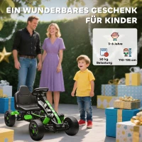 AIYAPLAY Gokart mit Pedalen, Tretauto für Kinder mit Bremse, rutschfeste Räder, Metallrahmen, 3-6 Jahre, Grün(m-8)