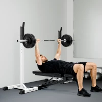 HOMCOM Hantelständer, 2er-Set, bis 150 kg belastbar, höhenverstellbar, Stahl, weiß+schwarz, 52 x 48 x 160 cm(m-10)