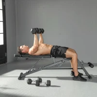 SPORTNOW Multifunktionale Hantelbank, Verstellbare Schräg- und Flachbank mit 6-stufiger Rückenlehne, 3-stufigem Sitz, Schwarz(m-10)