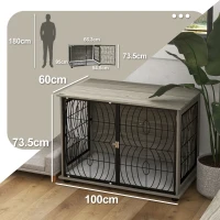 PawHut Dog Crate Furniture End Table w/ Plush Washable Cushion, Lockable Door, for Large Dogs(m-3)