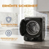 HOMCOM 1000 W Kompakt-Ablufttrockner mit Extra-Trocken & ECO-Modi, Timer- und Temperatureinstellungen, Schwarz(m-7)