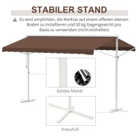 Outsunny Verstelbare vrijstaande zonnescherm, handmatig bedienbaar, metalen frame, weerbestendig, 4x3m, Koffie(m-7)