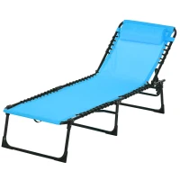 Outsunny Sonnenliege, klappbar, atmungsaktiver Bezug, Metallrahmen, 189 x 58 x 30 cm, Blau(m-11)