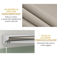 Outsunny Tenda Avvolgibile Elettrica con Telecomando e Manovella Manuale, Struttura in Alluminio, 250x200x150 cm, Crema(m-6)