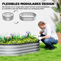 Outsunny Hochbeet Metall 2er Set 135 x 90 x 30cm Oval Hochbeete mit Gummistreifen(m-6)