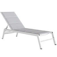 Outsunny Bain de Soleil en Aluminium Léger, Dossier Réglable 6 Positions, Rembourrage Intégré, 64x181x90cm, Gris Clair(m-15)