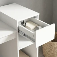 HOMCOM Escritorio para Ordenador con Cajón y Estantería Escritorio con Soporte para Unidad Central 108x50x82 cm Blanco(m-7)