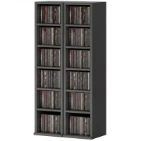 HOMCOM Lot de 2 étagères colonnes armoire de rangement CD-DVD 12 compartiments 21 x 22,5 x 88,5 cm capacité 204 CD noir(m-12)