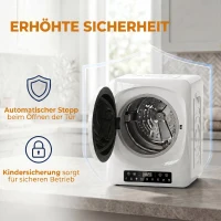 HOMCOM 1000 W Kompakt-Ablufttrockner mit Extra-Trocken & ECO-Modi, Timer- und Temperatureinstellungen, Weiß(m-7)