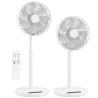 HOMCOM Ventilateur sur pied, ventilateur 39 cm avec 12 vitesses, 4 modes, minuterie 9H, oscillant 120°, hauteur réglable, blanc(m-11)