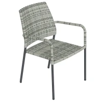 Outsunny 4 Seater Rattan Dining Set with Parasol, 6 Piece Garden Table and Stackable Chairs with Tempered Glass Tabletop(m-13)